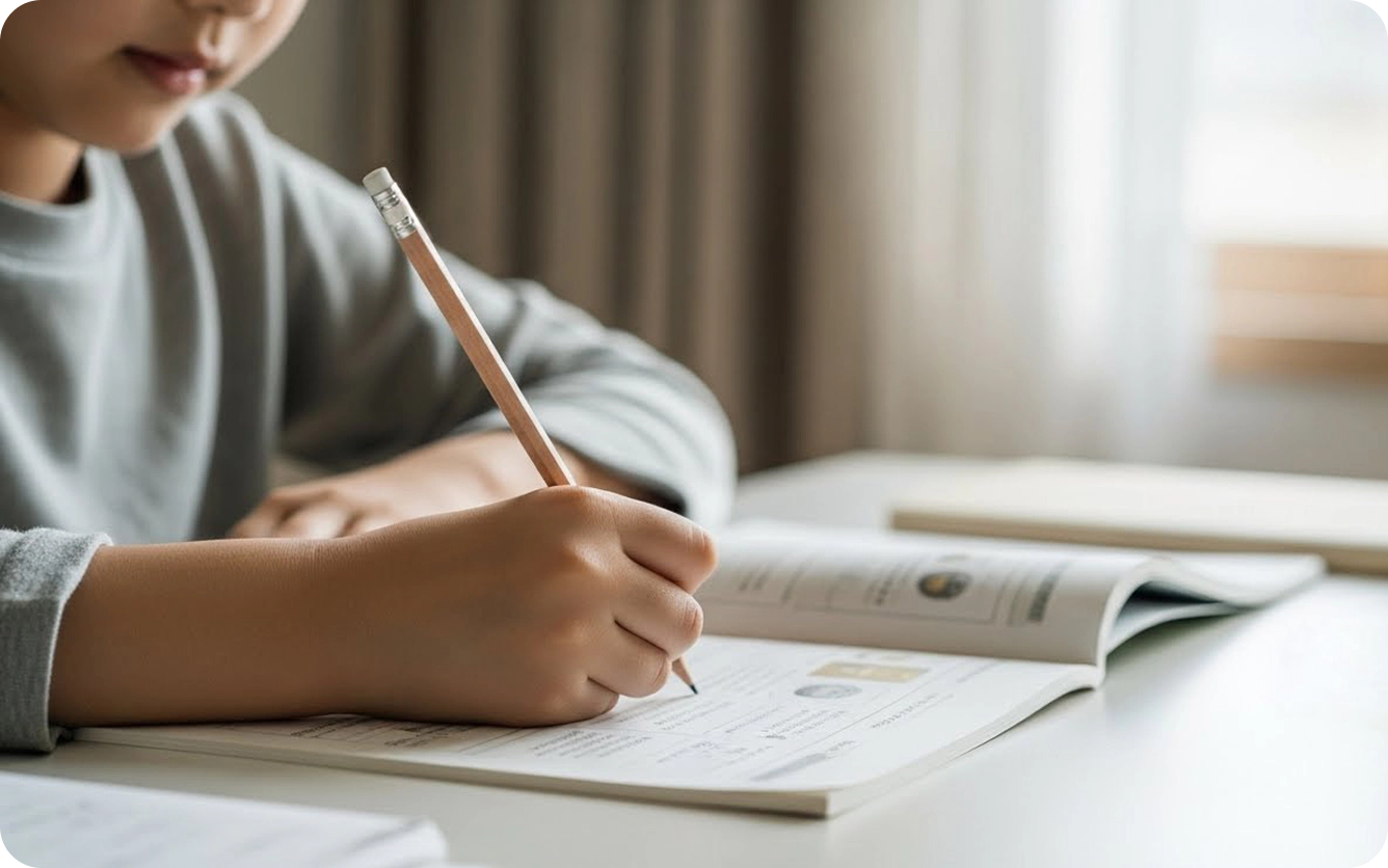 공부하는 어린이 사진